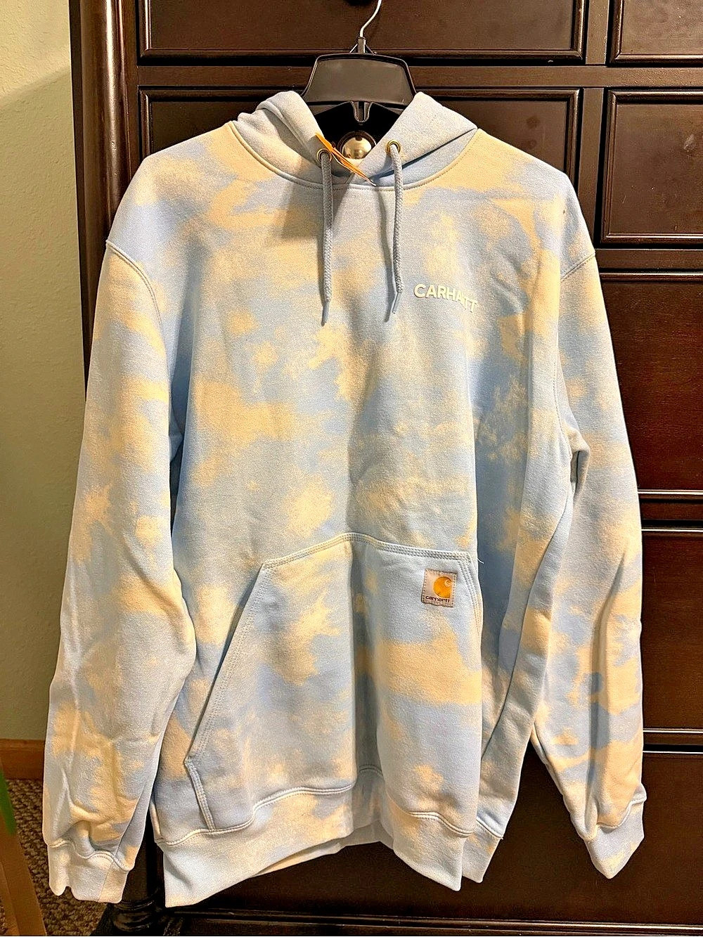 Carhartt Midweight Hooded Sweatshirt Tie-Dye Hoodie in Blue & Yellow Size Medium